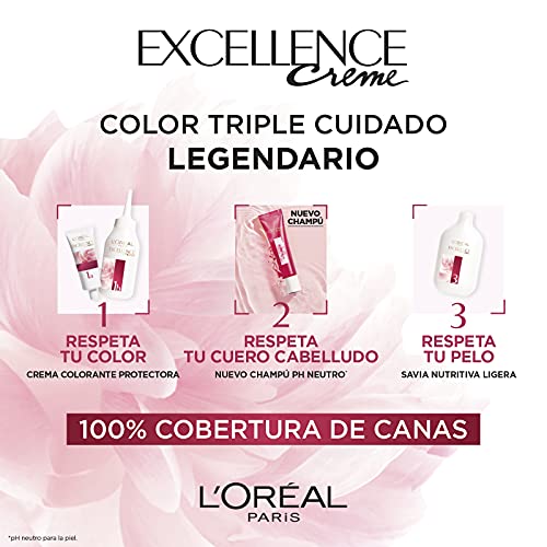 L'Oréal Paris Excellence Creme Tinte Permanente Triple Cuidado 00% Cobertura Canas Tono 5 Castaño Claro - Pack 3 Es, Marrón