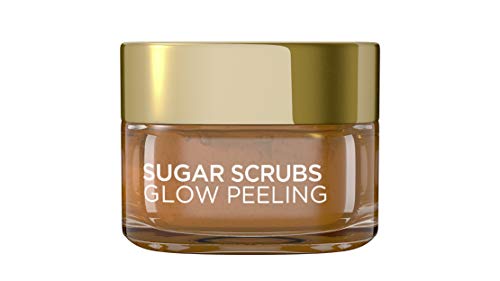 L'Oréal Paris Exfoliante facial y labios con azúcar y aceite de pepitas de uva, exfoliante de Sugar Scrubs Glow Peeling, 2 x 15 ml