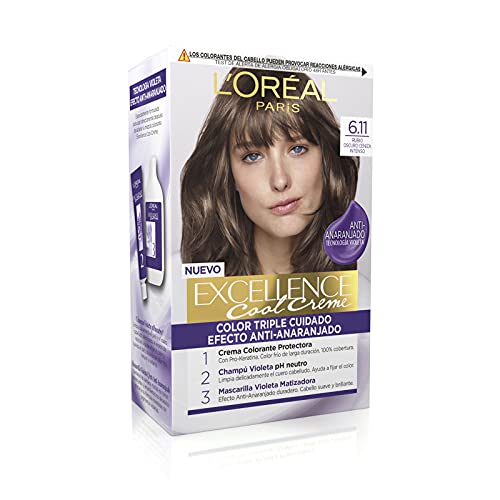 L'Oréal Paris L'Oréal Paris Excellence Creme Tinte Permanente, Tono 6.11 Rubio Oscuro Ceniza 260 g