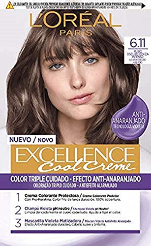 L'Oréal Paris L'Oréal Paris Excellence Creme Tinte Permanente, Tono 6.11 Rubio Oscuro Ceniza 260 g