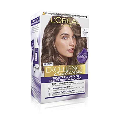 L'Oréal Paris L'Oréal Paris Excellence Creme Tinte Permanente, Tono 7.11 Rubio Ceniza Intenso 260 g