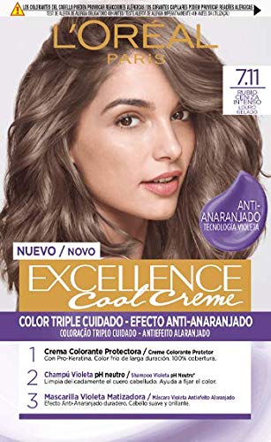 L'Oréal Paris L'Oréal Paris Excellence Creme Tinte Permanente, Tono 7.11 Rubio Ceniza Intenso 260 g