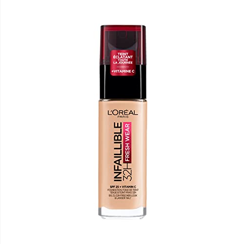 L'Oreal Paris Make-up Designer Infalible 24h Fresh Wear Base De Maquillaje Para Pieles Medio Claras Tono 110 G, 180 Rose Sand, Vanilla, 30 Mililitro