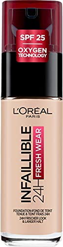 L'Oréal Paris Make-up designer Infallible 24H Fresh Wear Base de Maquillaje de Larga Duración (Tono 015 Porcelaine), 30 ml