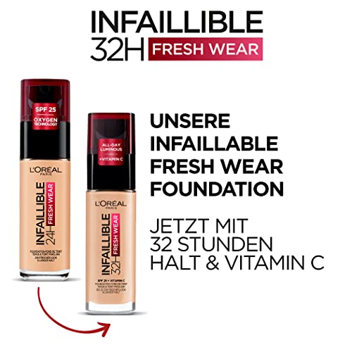 L'Oréal Paris Make-up designer Infallible 24H Fresh Wear Base de Maquillaje de Larga Duración (Tono 120 Vanille), 30 ml