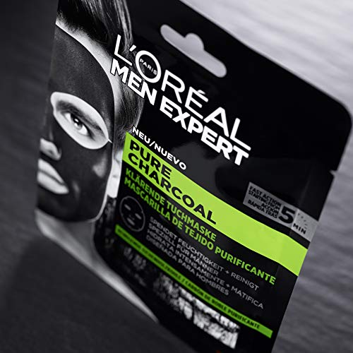 L'Oréal Paris Men Expert Pure Charcoal Mascarilla de Tejido Purificante para Hombres 30g