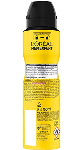 L'Oreal Paris Men Expert ZES08090  Deo Spray Invincible Reetiquetado 150 ml - Lote de 6