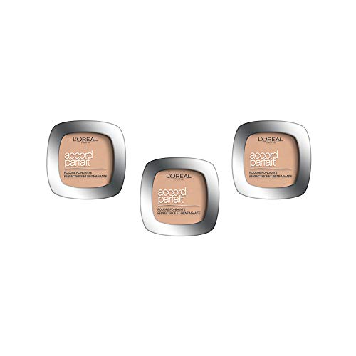 L'Oréal Paris Polvo compacto matificante Accord Parfait - 2.R Vanille Rosé, Juego de 3 (3 x 9g)