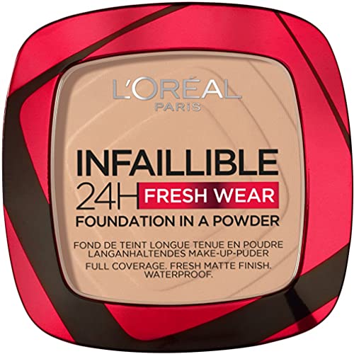 L'Oréal Paris Polvos Compactos Mate Infalible 24H, Larga Duración, Cobertura Media-Alta, Resistente al Agua, Tono: 130 True Beige, 9g