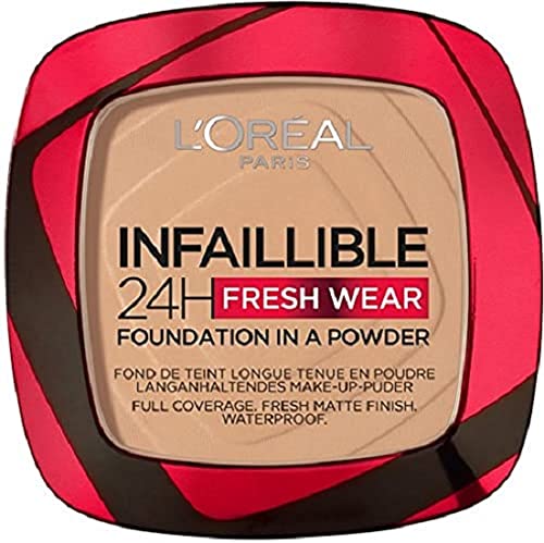 L'Oréal Paris Polvos Compactos Mate Infalible 24H, Larga Duración, Cobertura Media-Alta, Resistente al Agua, Tono: 140 Golden Beige, 50 g