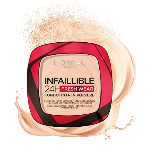 L'Oréal Paris Polvos Compactos Mate Infalible 24H, Larga Duración, Cobertura Media-Alta, Resistente al Agua, Tono: 180 Rose Sand, 50 g