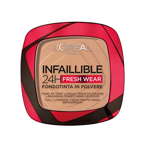 L'Oréal Paris Polvos Compactos Mate Infalible 24H, Larga Duración, Cobertura Media-Alta, Resistente al Agua, Tono: 220 Sand, 9 g