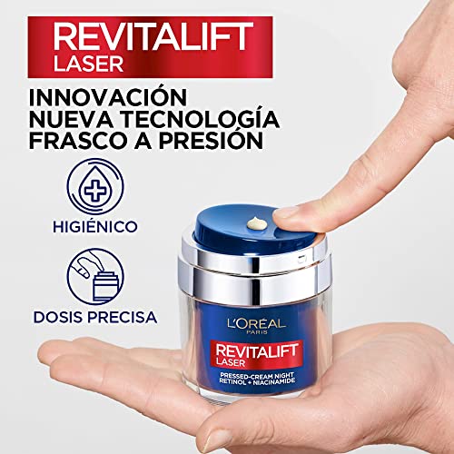 L'oreal Paris Pressed Cream Noche de Revitalift Laser con Retinol y Niacidamida Formato Monodosis, 50ml