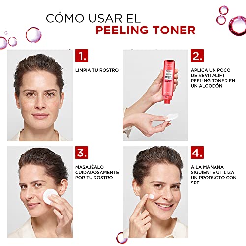 L'Oréal Paris Revitalift Tónico Perfeccionador Efecto Tensor, 5% Ácido Glicólico y Extracto de Sandía, Piel Suave y Brillante en 30 segundos, 180 ml