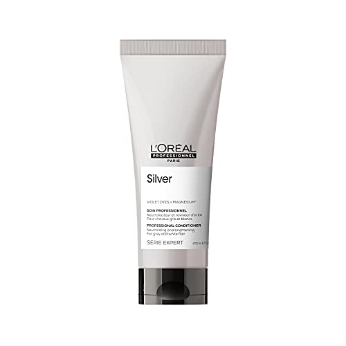 L’Oréal Professionnel | Acondicionador Neutralizador para cabellos grises, blancos o rubios claros, Silver, SERIE EXPERT, 200mL