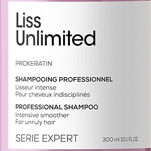 L’Oréal Professionnel | Champú Alisador Intenso para cabellos rebeldes encrespados y alisados, Liss Unlimited, SERIE EXPERT, 300 ml