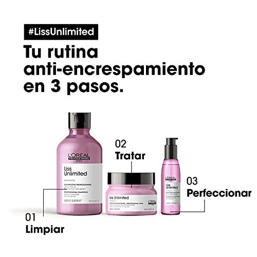 L’Oréal Professionnel | Champú Alisador Intenso para cabellos rebeldes encrespados y alisados, Liss Unlimited, SERIE EXPERT, 300 ml