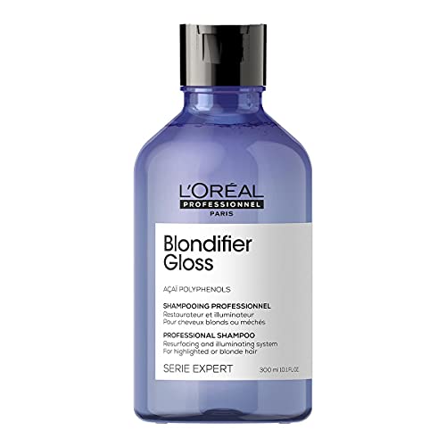 L’Oréal Professionnel | Champú Iluminador y restaurador para cabellos con mechas o rubios, Blondifier Gloss, SERIE EXPERT, 300mL