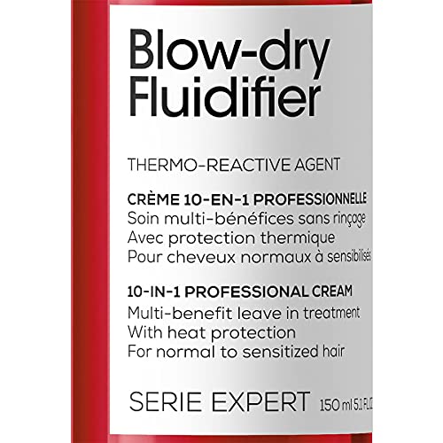 L'Oréal Professionnel | Crema Con agente termo-reactivo para cabellos normales a sensibilizados, Blow-dry Fludifier, SERIE EXPERT, 150mL