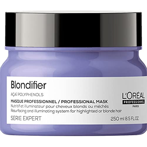 L’Oréal Professionnel | Mascarilla iluminadora y restauradora para cabellos con mechas o rubios, Blondifier, SERIE EXPERT, 250mL