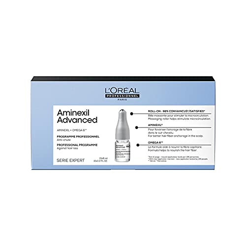 L’Oréal Professionnel | Tratamiento Anti-Afinamiento para un cabello de aspecto más denso y con más cuerpo, Aminexil Advanced, SERIE EXPERT, 10x6 ML