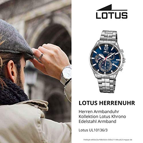 Lotus Reloj Cronógrafo para Hombre de Cuarzo con Correa en Acero Inoxidable 10136/3