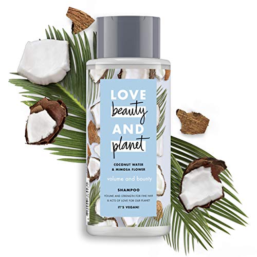 Love Beauty And Planet - Champú Volume & Bounty para pelo fino, con agua de coco y flor de mimosa, sin silicona, 1 unidad (400 ml)