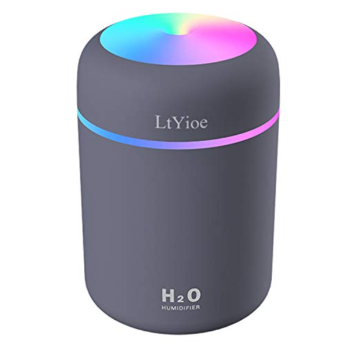 LtYioe Humidificador, Mini Humidificador con Alimentación USB, Función de luz Nocturna y apagado automático, 2 modos de niebla y ncionamiento silencioso, para para hogar, Oficina, Cochea(Negro)