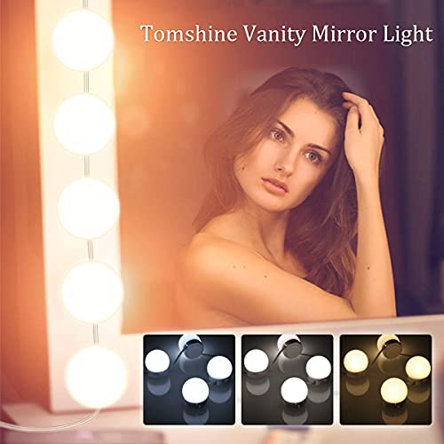 Luces de espejo para maquillaje, luces LED estilo Hollywood con 3 modos de color y 10 bombillas LED regulables para espejo cosmético o luz de maquillaje [Clase de eficiencia energética A++]