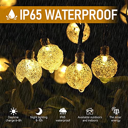 Luces LED Solares para Exteriores, 100 LED 12M Guirnaldas Luces Jardin Farolillos Exterior 8 Modos Cadena de Luces Decoracion para Terraza Fiestas Bodas Patio Jardines – Blanco Calido