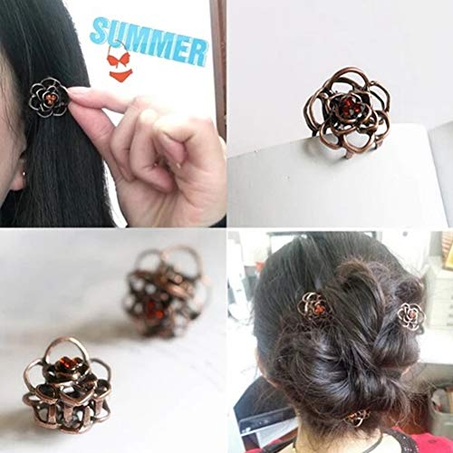 Lurrose 6pcs ahuecan hacia fuera los accesorios del pelo del metal de la pinza de pelo de la garra de Rose para las muchachas de las mujeres