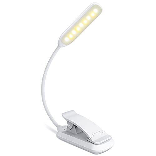 Luz de Lectura, 9 LED Lampara Lectura Recargable con Sensor Táctil, 3 Modos de Brillo Ajustable (Luz Cálido y Blanco), Luz Pinza Libro para Lectores Noche, E-Reader, Estudio, Cama, Tablet