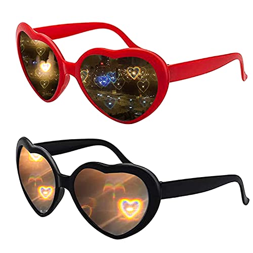 Luz Efecto Especial Gafas 3 Piezas Gafas Con Efecto De Corazón Gafas Neón Marco De Gafas Sol Fiesta Neon Gafas Para Carnaval Fiesta Al Aire Libre Barra De La Música Regalo De Navidad Artificiales