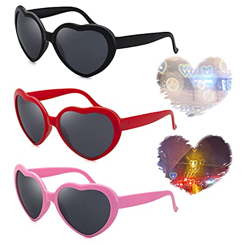 Luz Efecto Especial Gafas 3 Piezas Gafas Con Efecto De Corazón Gafas Neón Marco De Gafas Sol Fiesta Neon Gafas Para Carnaval Fiesta Al Aire Libre Barra De La Música Regalo De Navidad Artificiales