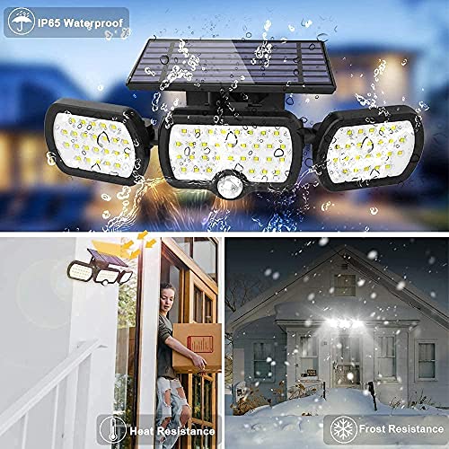 Luz Solar Exterior, JESLED 80LED Lampara Solar Exterior Con Sensor de Movimiento, 2400mAH 3 Modos IP65 Impermeable Iluminacion Focos LED Exterior Solares Para Frente Jardin Garaje Camino(2 Piezas)