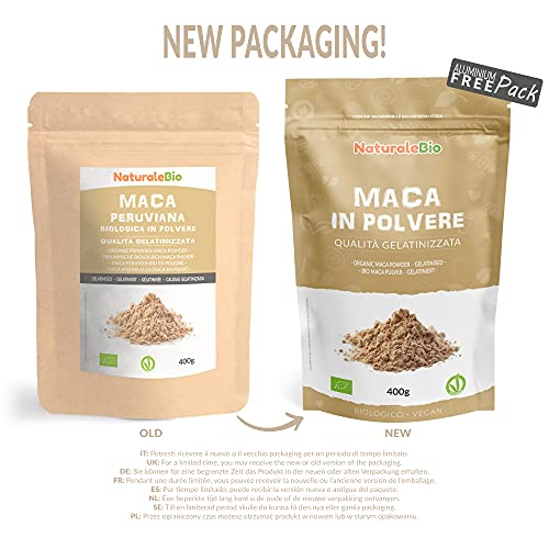 Maca Andina Ecológica en Polvo 400g. Organic Maca Powder Gelatinized. Peruana, Bio y Pura, viene de raíz de Maca Organica - Gelatinizada - NaturaleBio