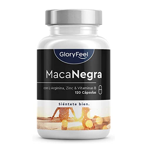 Maca Negra Pura 27.000mg + L-Arginina + Vitaminas + Zinc - Maca Andina Peruana Altamente concentrada 20:1 - Energía - Reduce Cansancio Y Fatiga - Para Hombre y Mujer - Sin aditivos