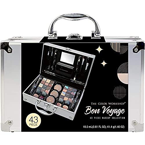 Maletín de Maquillaje Bon Voyage Makeup Set - The Color Workshop - Un Kit de Maquillaje Profesional Completo en un Maletín Plateado y Elegante con Espejo Incluido para Llevar Siempre Contigo - Silver