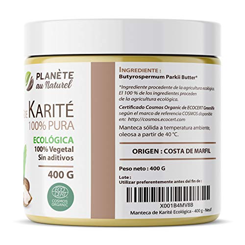 Manteca de Karité Ecológica 400g - 100% Vegetal - Sin aditivos - Sin Refinar