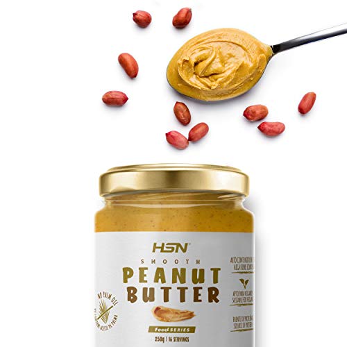 Mantequilla de Cacahuete de HSN | 250 g | Textura Suave y Cremosa | Peanut Butter Smooth | 100% Natural Vegano | Libre de GMO | No Aceite de Palma, No Azucares ni Sal Añadidos