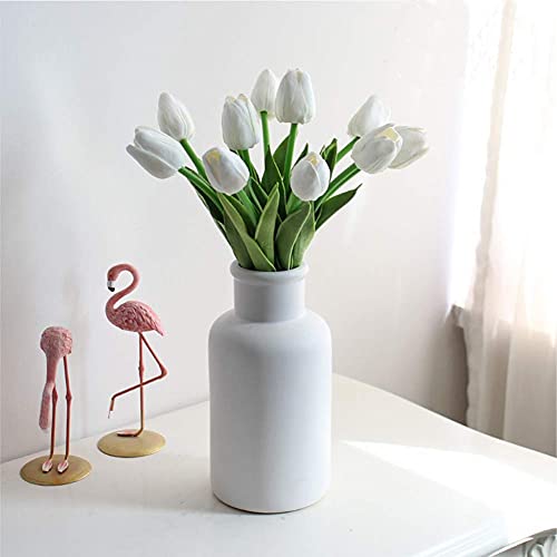 Maotrade 10 Paquetes Tulipanes Artificiales,Flores Artificiales Decoracion,se utiliza para Bodas, Hoteles, Fiestas, Cumpleaños, Bricolaje, Flores Artificiales Decorativas de la Oficina en Casa-Blanco