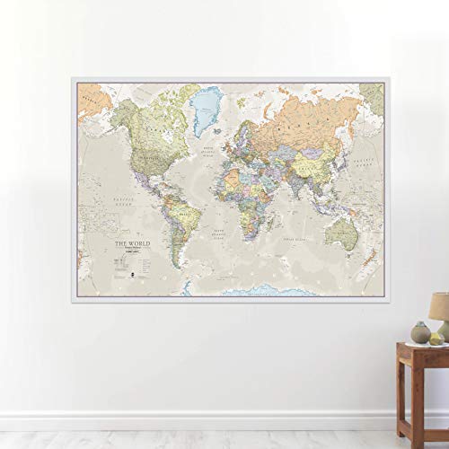 Maps International - Mapa del mundo grande, póster clásico con el mapa del mundo, plastificado – 118,9 x 84,1 cm – Colores clásicos