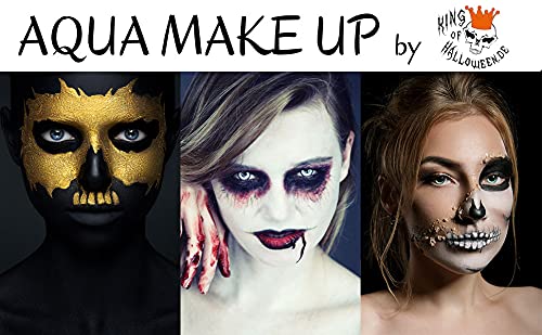 Maquillaje Aqua Premium con Esponja para Fiestas Infantiles Fiestas temáticas de Carnaval de Halloween Payasos Vampiros Zombie Blanco