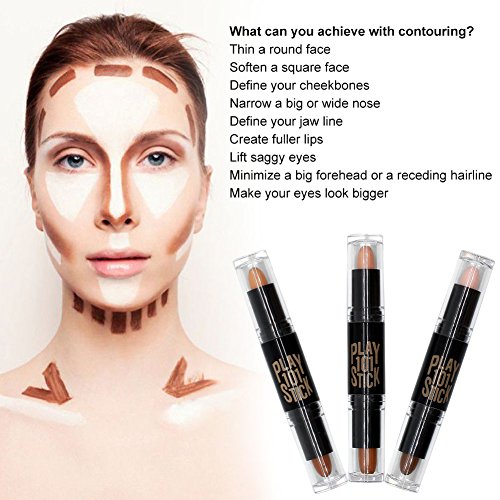 Maquillajes correctores, Contouring Stick, Kit Corrector Imperfecciones, Regalos originales para mujer, Doble Punta Pluma De Contorno Bronceador Y Barra De Resaltado Maquillaje Facial Corrector