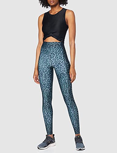 Marca Amazon - AURIQUE Mallas de Deporte Estampadas con Tiro Alto Mujer, Gris (Animal Print), 38, Label:S