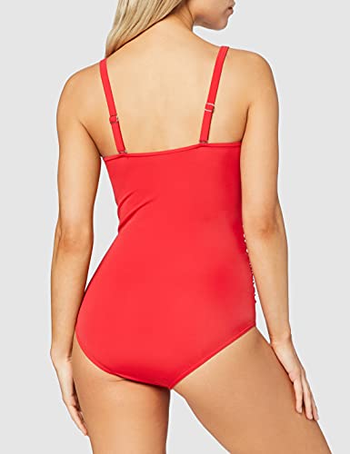 Marca Amazon - IRIS & LILLY, Bañador Moldeador Mujer, Rojo (Red), M, Label: M