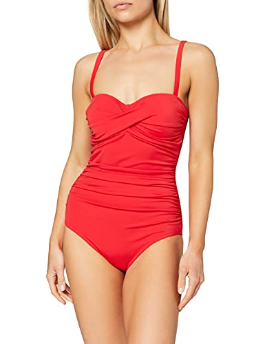 Marca Amazon - IRIS & LILLY, Bañador Moldeador Mujer, Rojo (Red), M, Label: M