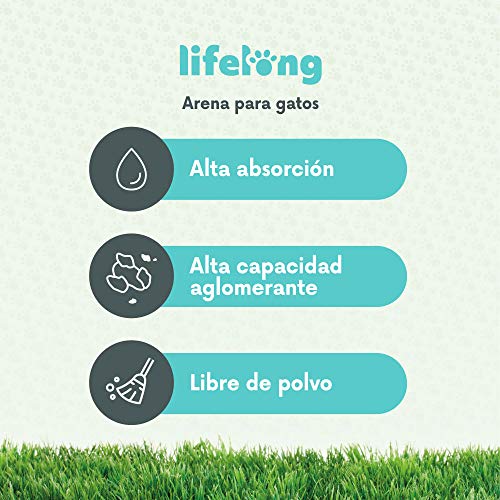 Marca Amazon Lifelong Arena de bentonita para gatos, Premium con perfume de talco 10L