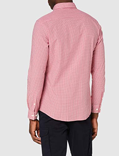 Marca Amazon - MERAKI Camisa Manga Larga de Algodón Entallada Hombre, Rojo (Red), XL, Label: XL