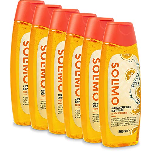 Marca Amazon - Solimo Gel de ducha Experiencia Aromática - Placer afrutado - Pack de 6 (500ml x 6)